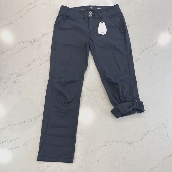Prana NEW Halle Straight Pant 6 Short / 28" Roll Leg Stretch Blue Gray Hiking - Picture 1 of 16